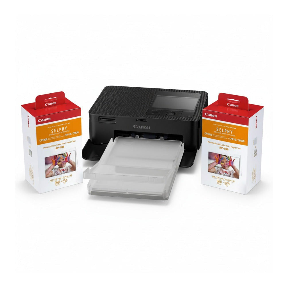 Canon CP1500 Compact Photo Printer (Black) Bundle with Color Ink and Paper Set