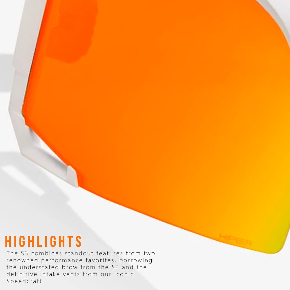 100% S3 Sunglasses Soft Tact White HiPER Red Lens