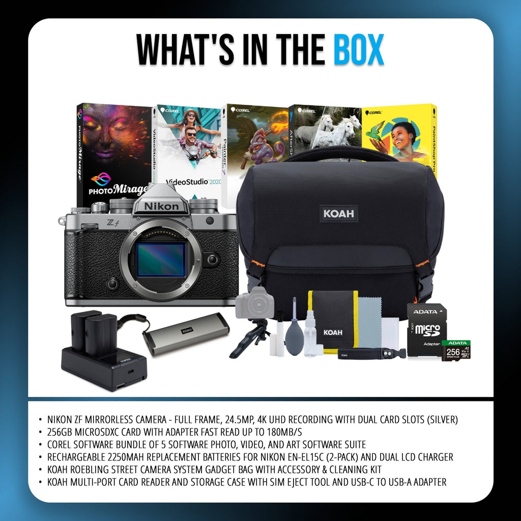 Nikon Zf Mirrorless Camera (Silver) with Accessories Bundle