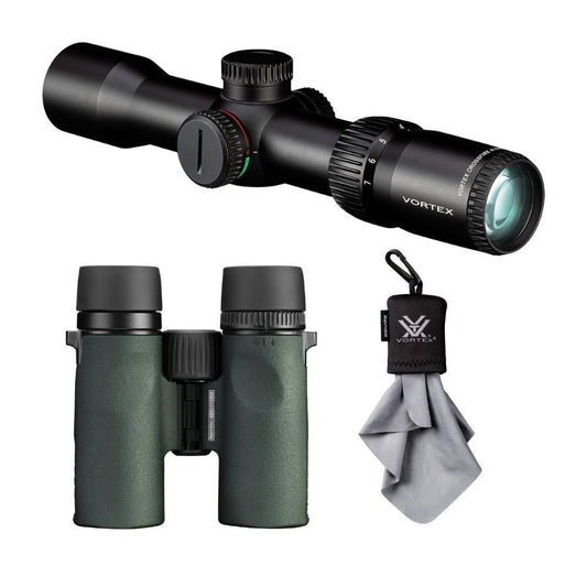 Vortex Crossfire II 2-7x32 Crossbow Scope with Vortex Bantam HD 6.5 x 32 Youth Binocular Bundle