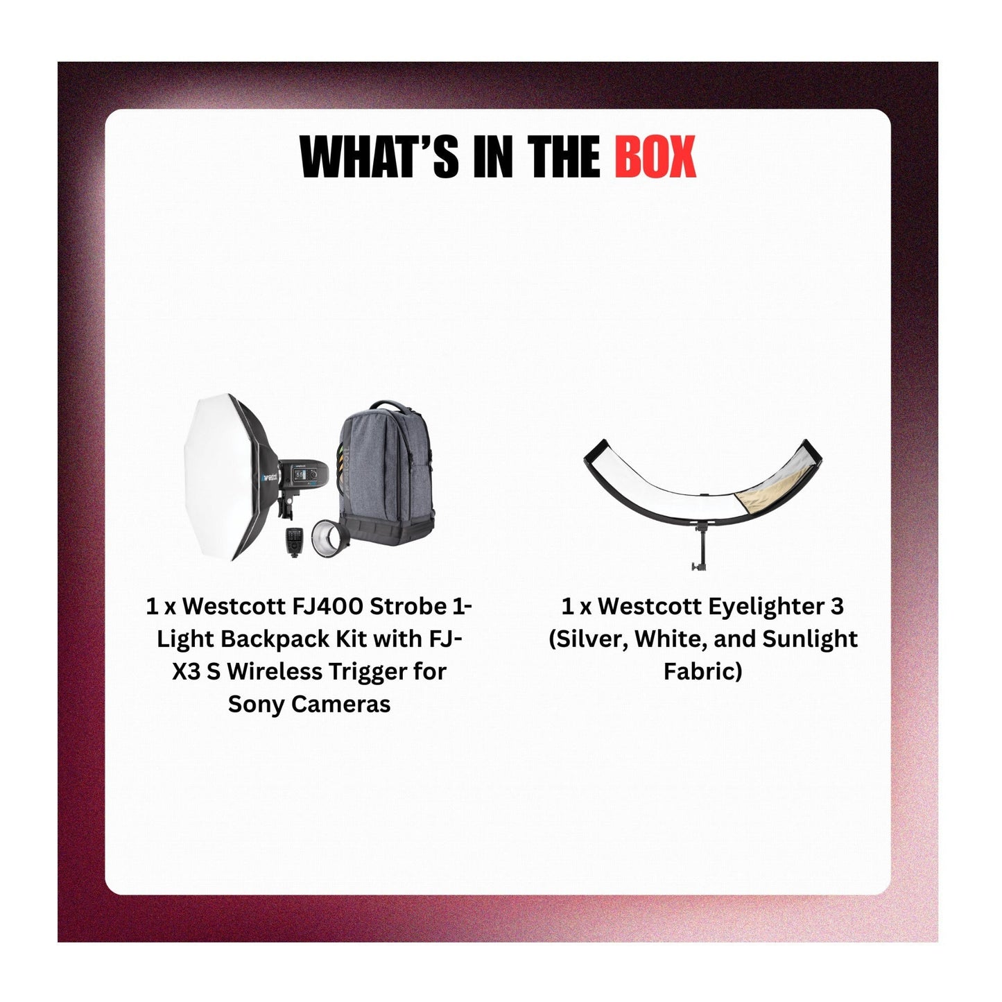 Westcott FJ400 Strobe 1-Light Backpack Kit with FJ-X3 S Wireless Trigger Bundle