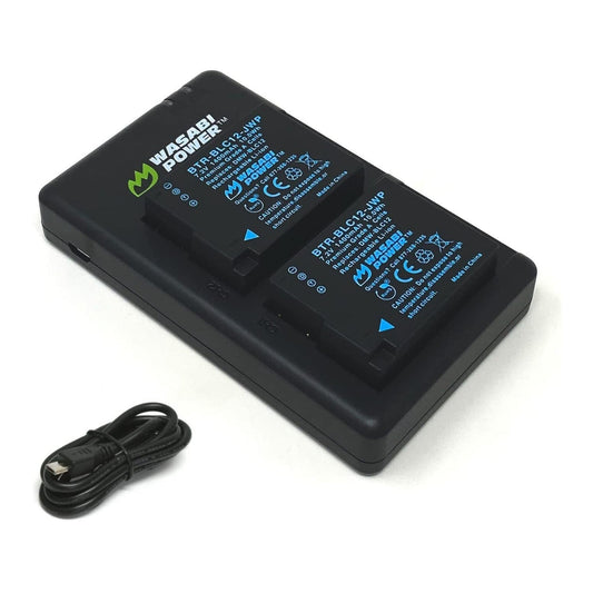 Wasabi Power 2 DMW-BLC12 Batteries and Micro USB Dual Charger for Panasonic Cameras