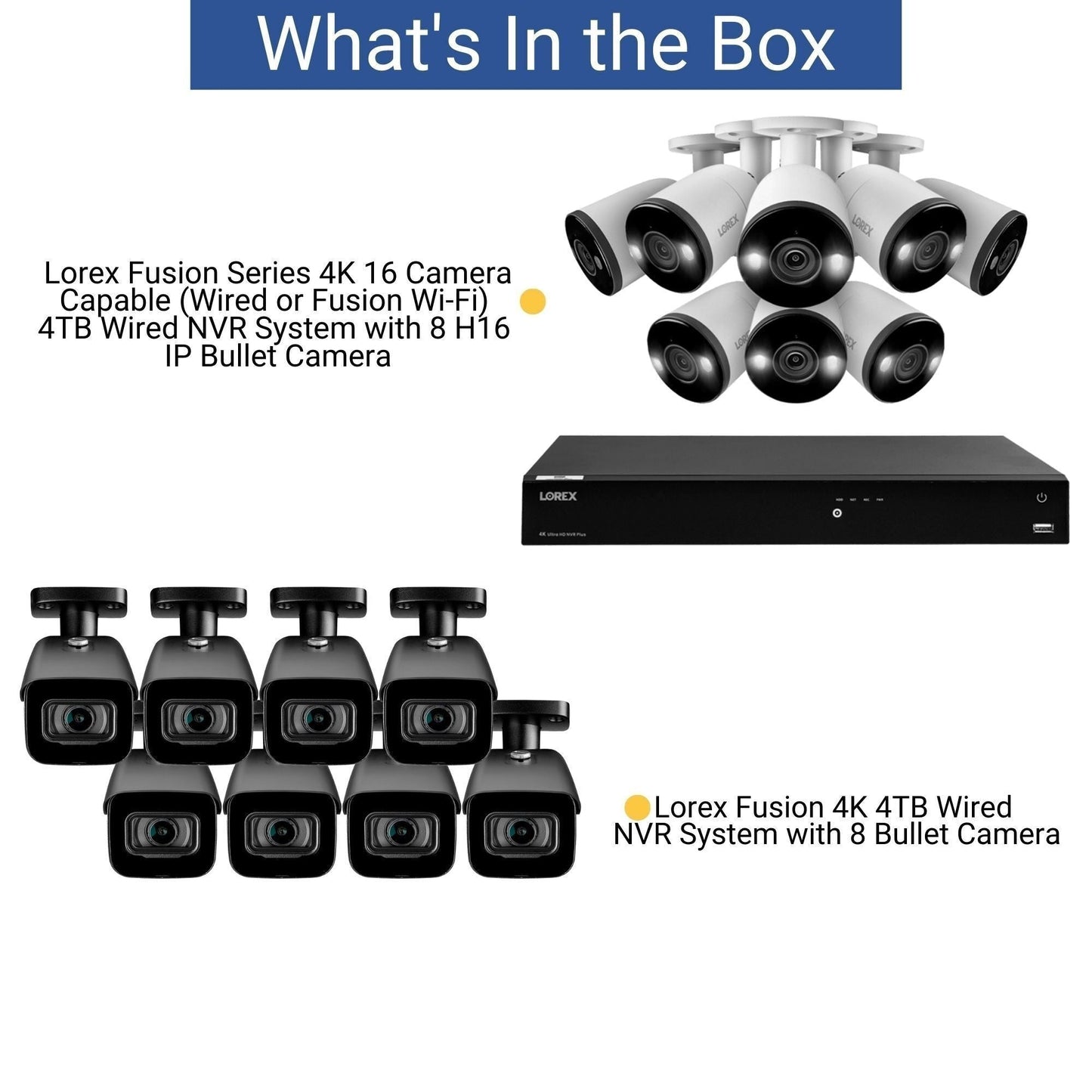Lorex Fusion 4K 4TB Wired NVR System with 16 Bullet HD Surveillance Cameras