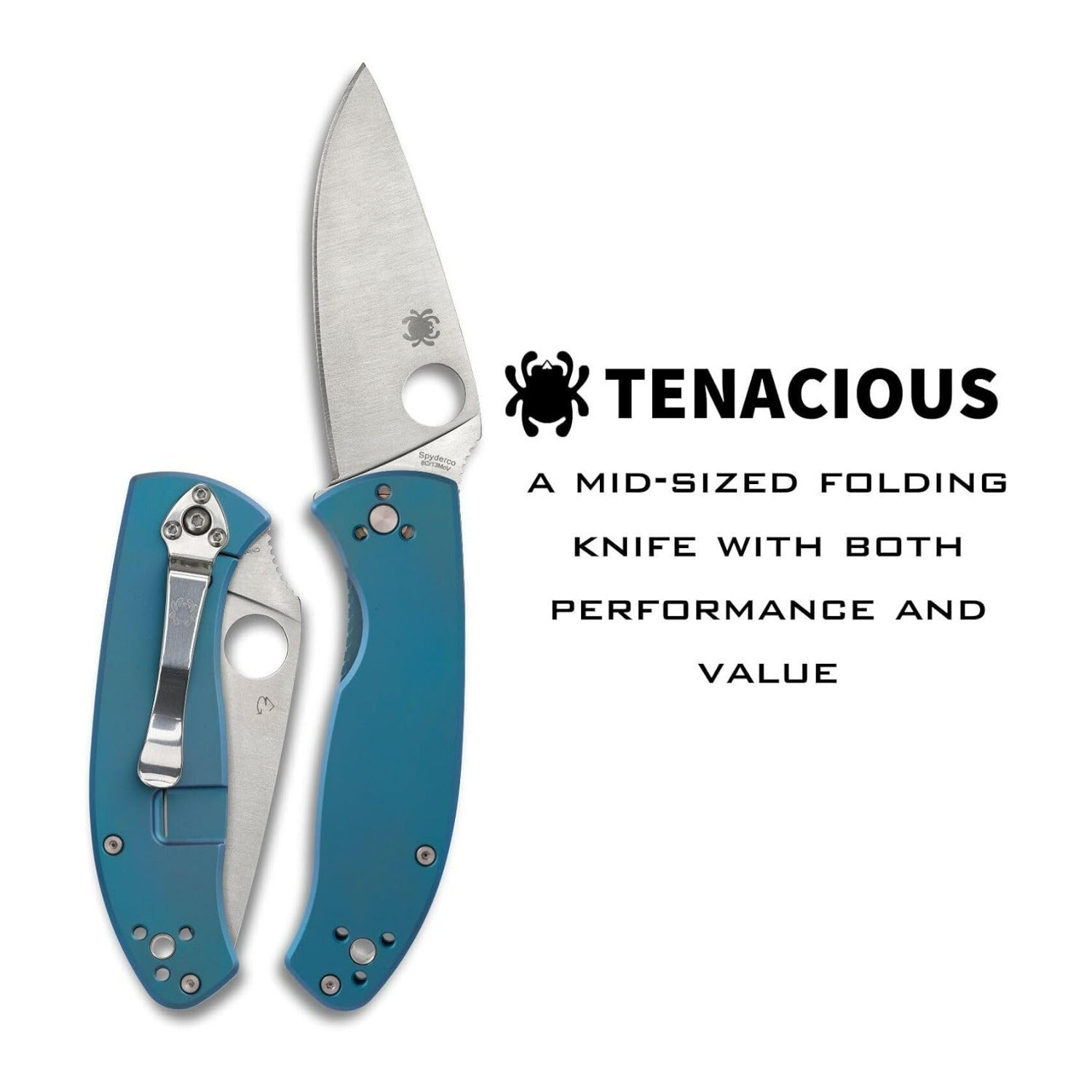 Spyderco Tenacious PlainEdge Folding Pocket Knife with 3.35 Inch 8Cr13MoV Blade