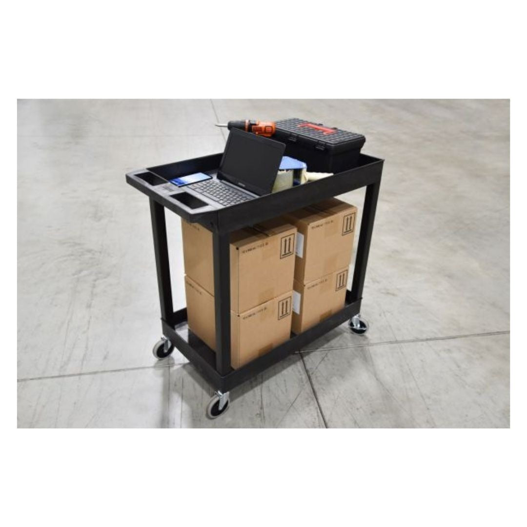 Luxor EC Series 32-Inch x 18-Inch Tub Storage Utility Cart with Two Tub Shelf Cart Suits (Black)