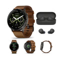 Garmin Venu 4 45mm AMOLED (Slate/Brown) GPS Smartwatch with Earbuds Bundle