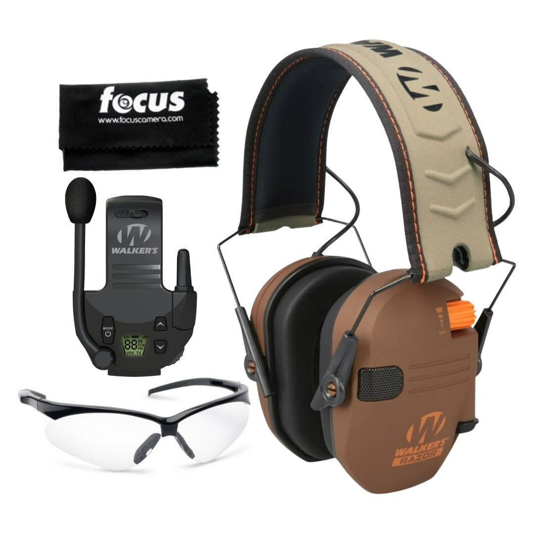 Walkers Razor Walkie Talkie Bundle with Ear Muffs and Accessories