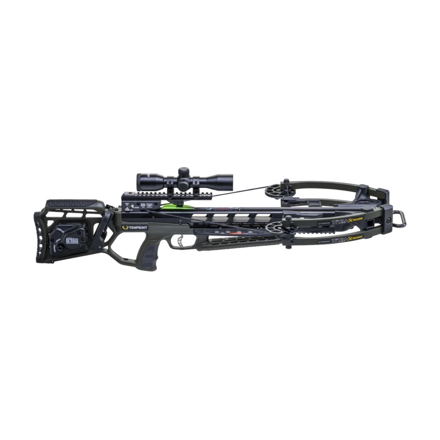 TenPoint Titan X Decock 400 FPS Forward Draw Crossbow (Moss Green) Bundle with Accessories