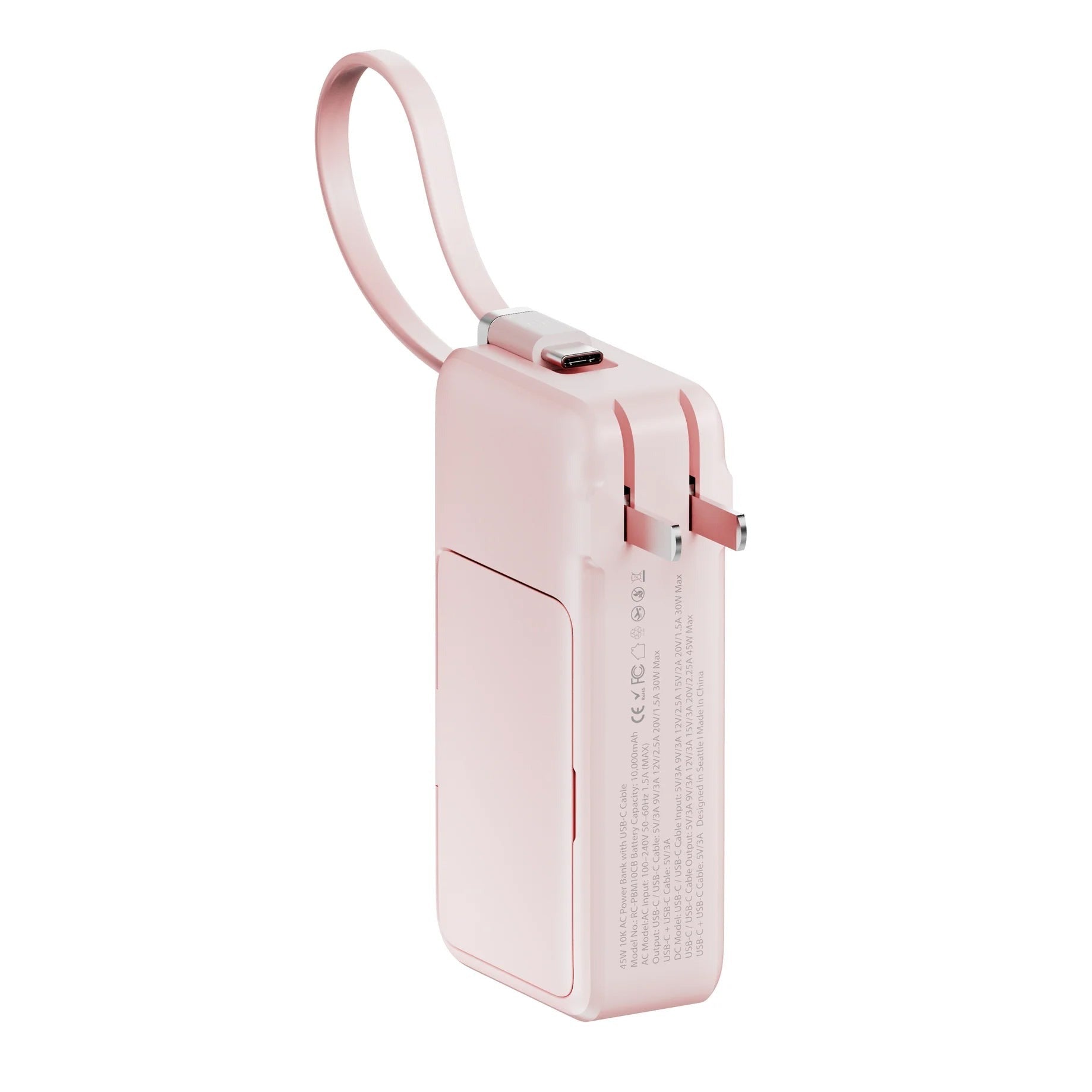 ReelCharge ReFlextion 10,000 mAh mAh Power Bank (Pink)
