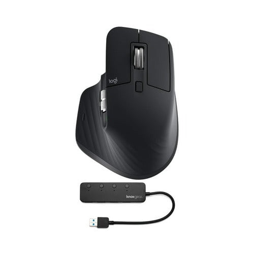 Logitech MX Master 3S Mouse (Black) and Knox Gear 4-Port USB 3.0 Hub