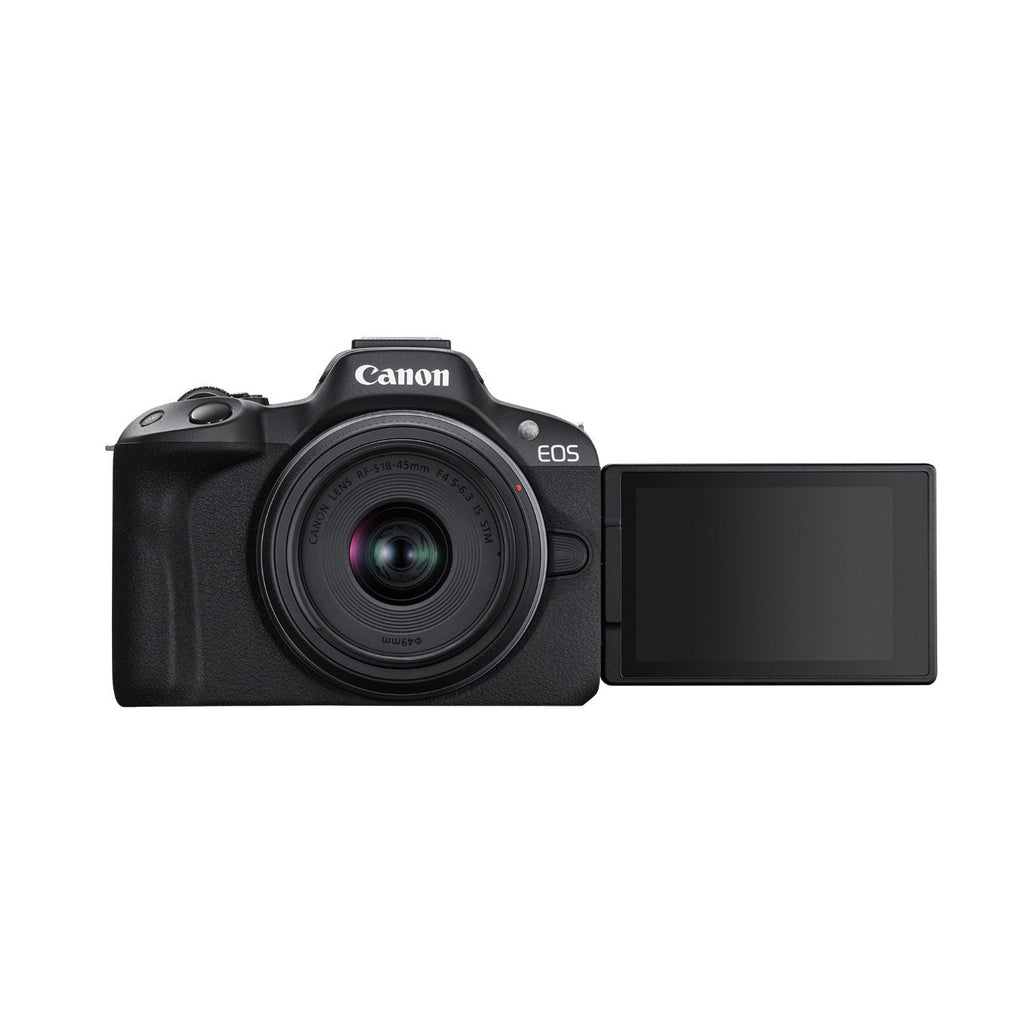 Canon EOS R50 Mirrorless Camera with 18-45mm Lens SD Card and Accessories Bundle