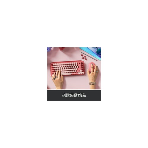 Logitech POP Keys Wireless Mechanical Keyboard with Emoji Keys Heartbreaker Rose