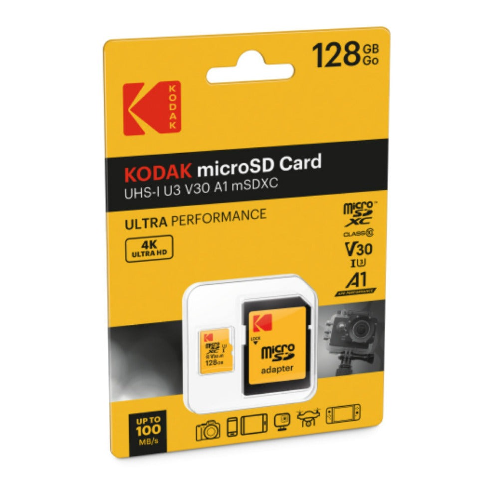 Kodak 128GB Class 10 UHS-1 U3 V30 A1 MicroSD Memory Card