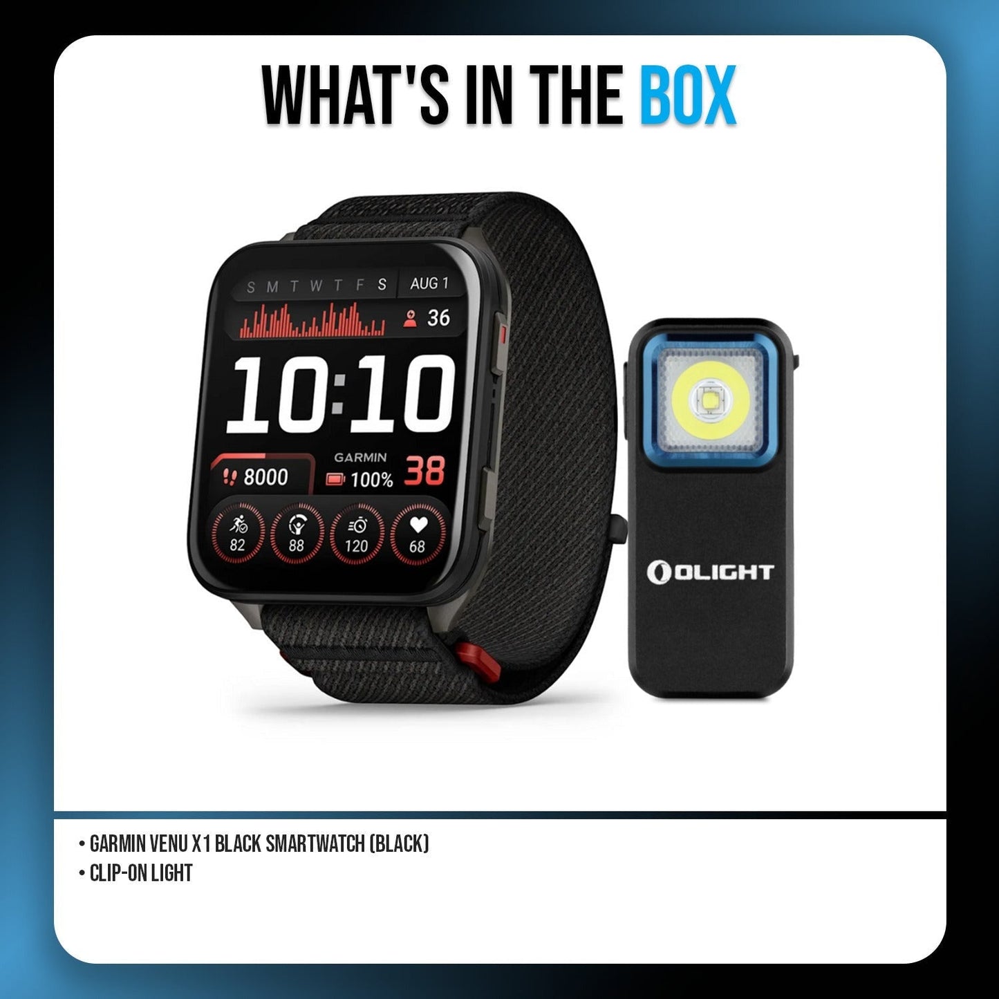 Garmin Venu X1 with Slate Titanium Caseback and ComfortFit Band (Black) Bundle