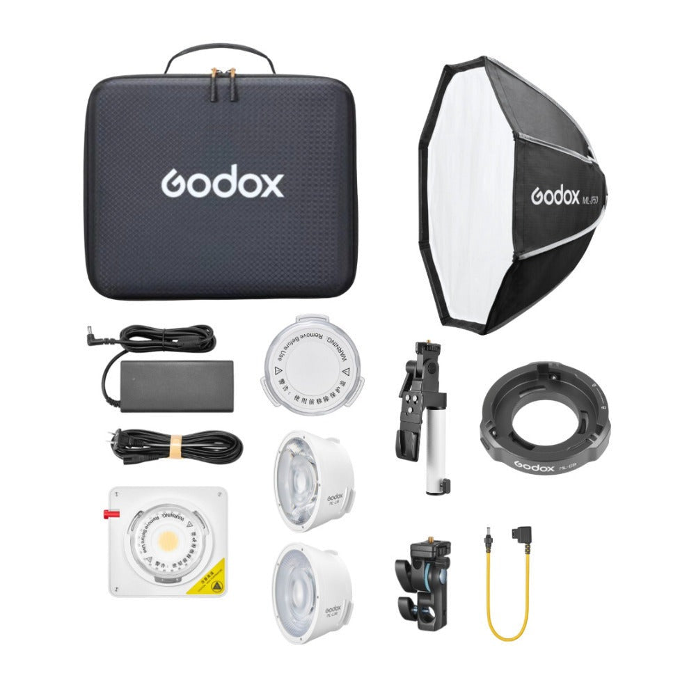 Godox ML100Bi Bi-Color LED Video Light Kit 2 with Light Modifier and Adapter