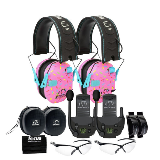 Walker's Razor Slim Electronic Muff (Pink, 2-Pack) Bundle with Accessories