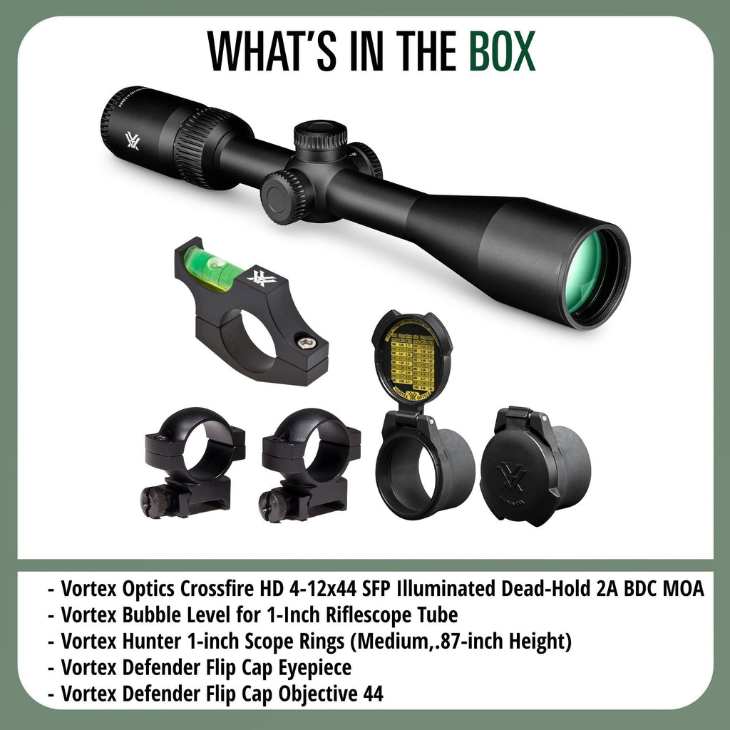 Vortex Optics Crossfire HD 4-12x44 Illuminated Dead-Hold Bundle with Accessories