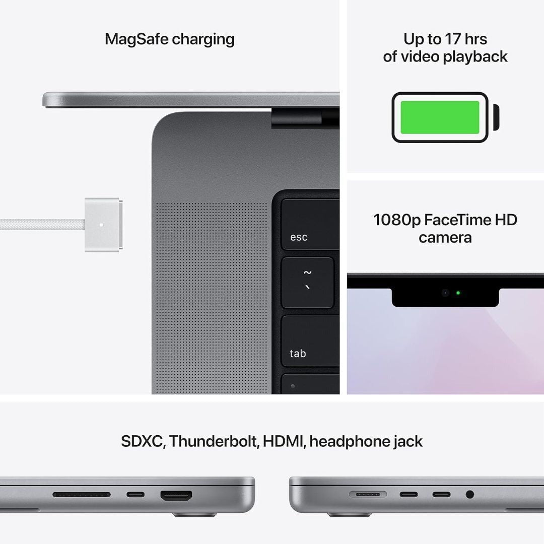Apple MacBook Pro 14" (2021) with M1 Pro Chip, 10-Core CPU, 16-Core GPU, Space Gray (Certified Refurbished)