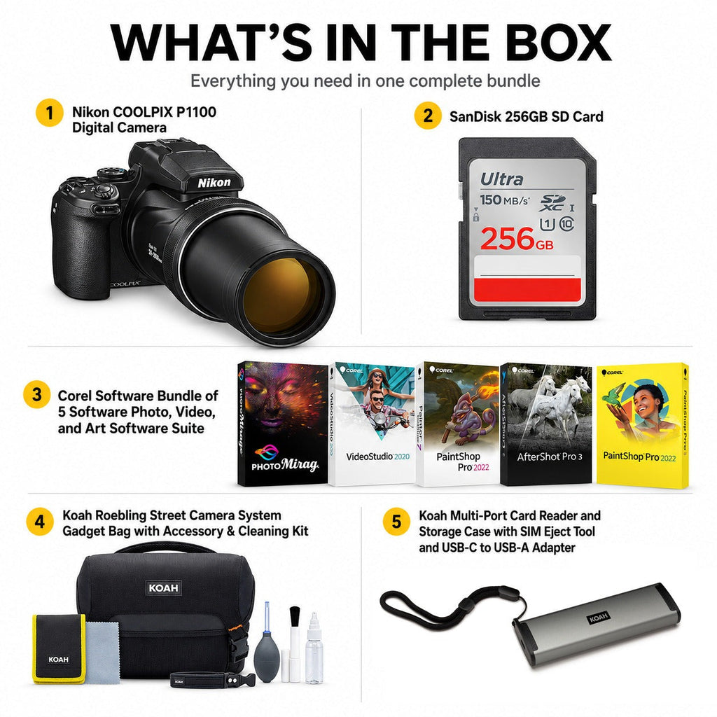 Nikon COOLPIX P1100 Digital Camera with Accessories Bundle