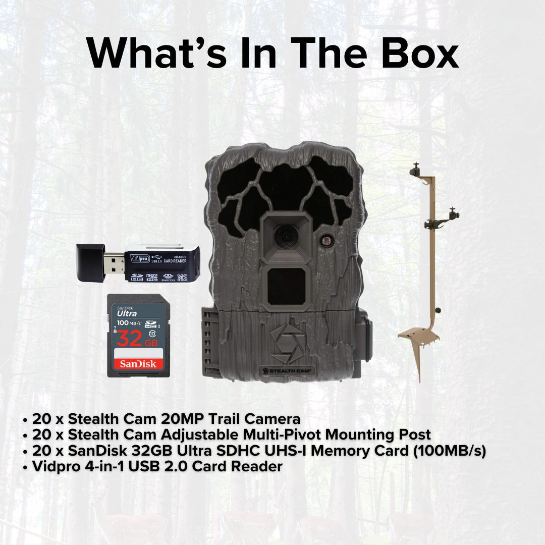 Stealth Cam 20MP Trail Camera with 60 Feet Range Detection (2-Pack) x 10 Bundle