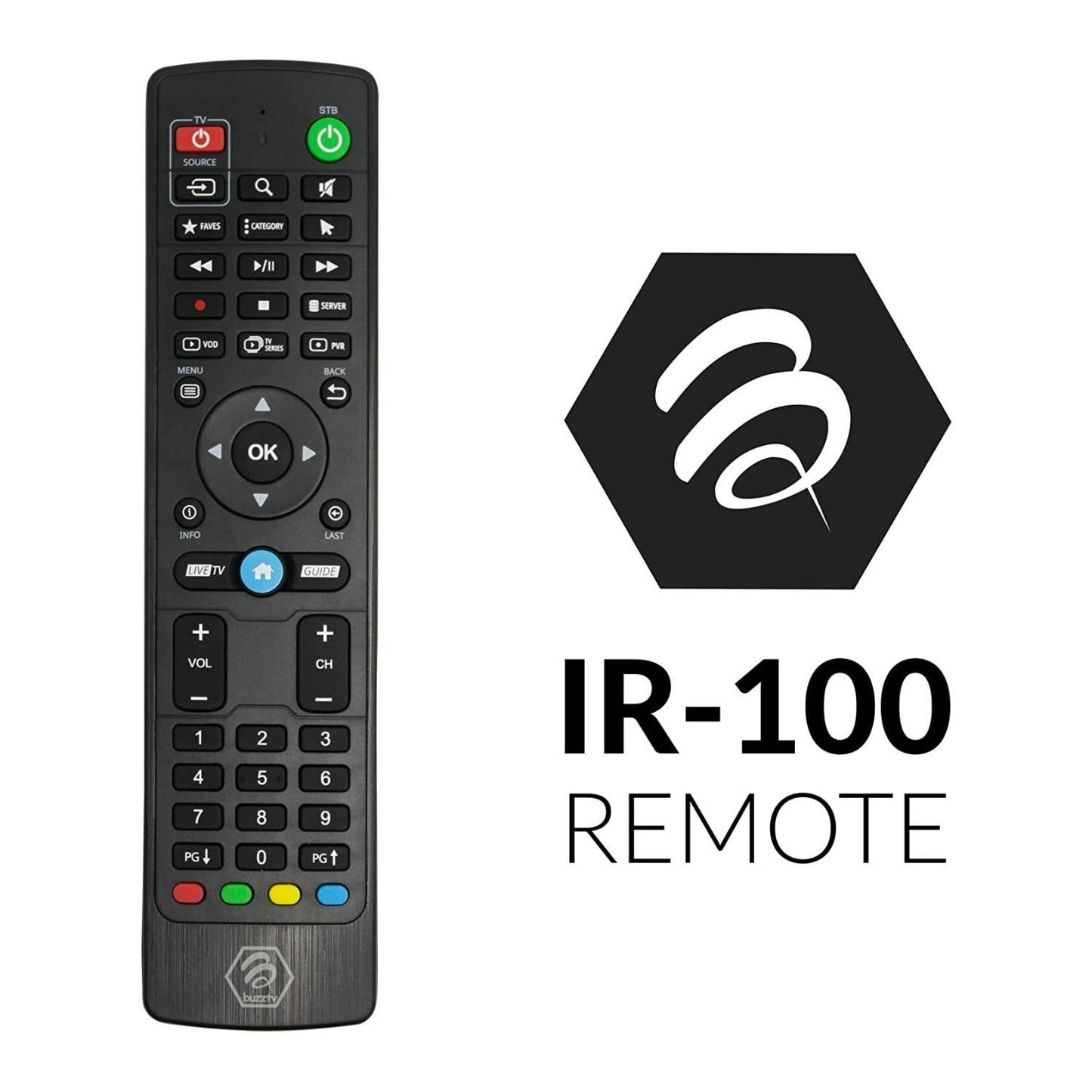 BuzzTV B5 Series with IR-100, HDMI Cable, and North American Power Supply