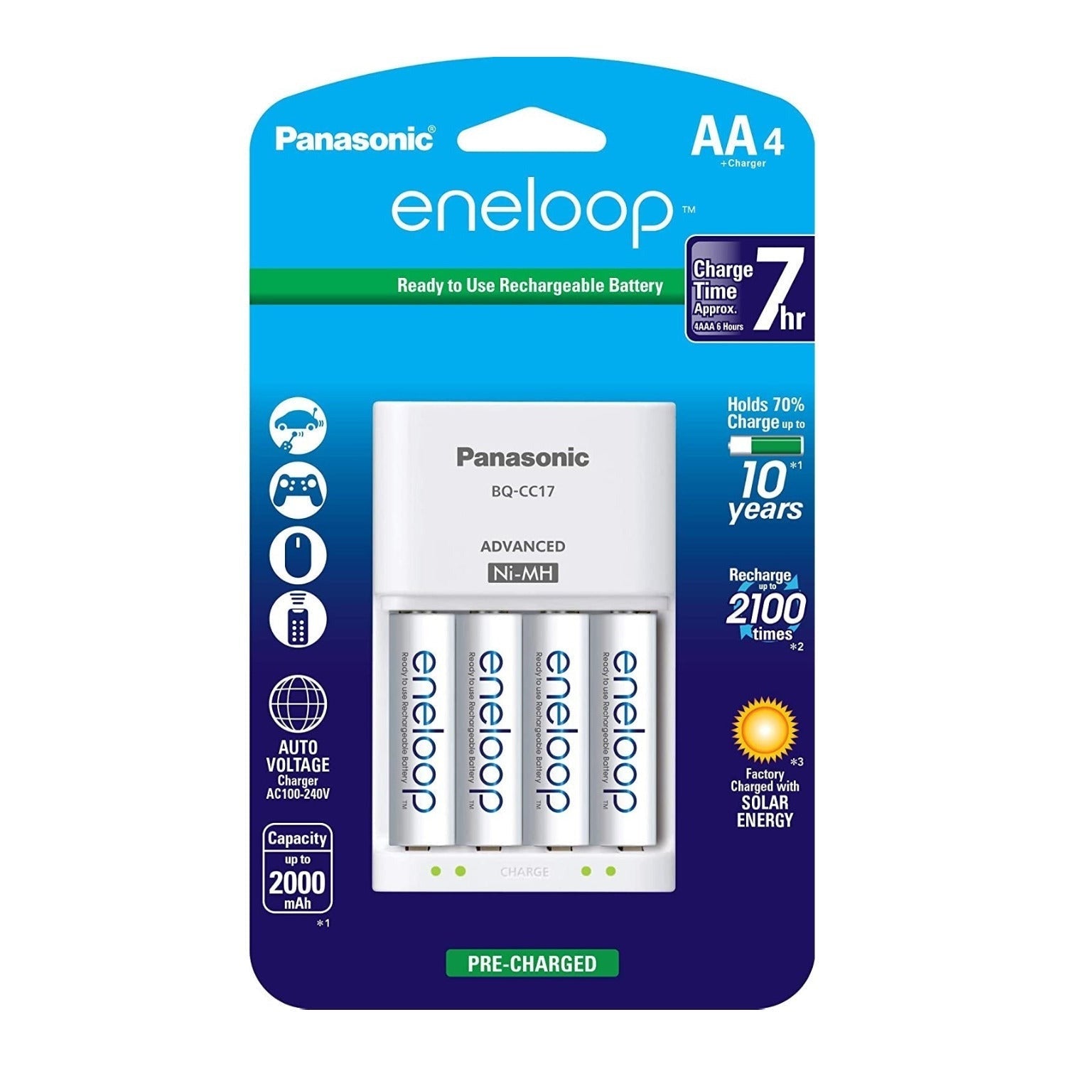 Panasonic Eneloop Rechargeable AA Ni-MH Batteries (4-Pack) with Charger