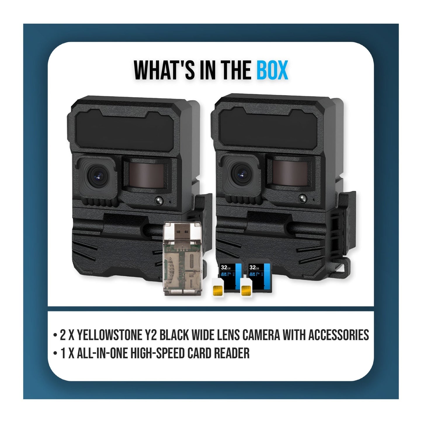 Yellowstone Y2 Black Wide Lens Camera Bundle with Card Reader, and Accessories (2-Pack)