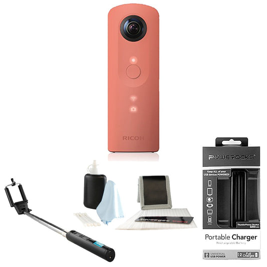 Ricoh Theta SC 360° video and still camera Pink with Focus accessory bundle