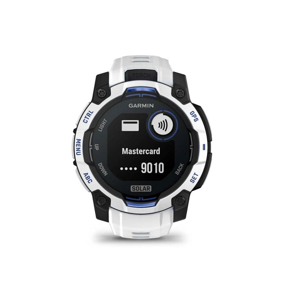 Garmin Instinct 3 GPS Smartwatch (Whitestone/Bolt Blue)