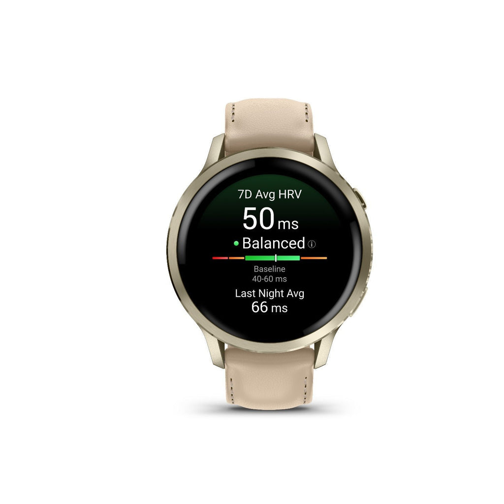 Garmin Venu 4 41mm 1.2-Inch Amoled GPS Smartwatch Lunar Gold/Light Sand Leather
