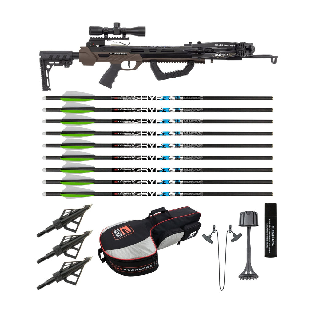 Killer Instinct Rapid 420 Crossbow Kit with Case, Bolts and Broadheads Bundle