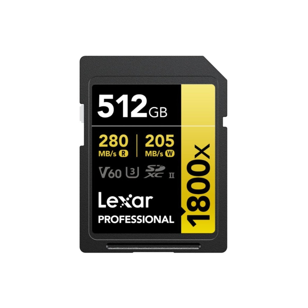 Lexar 512GB Professional 1800x UHS-II SDXC Memory Card (GOLD Series)
