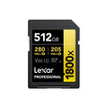 Lexar 512GB Professional 1800x UHS-II SDXC Memory Card (GOLD Series)