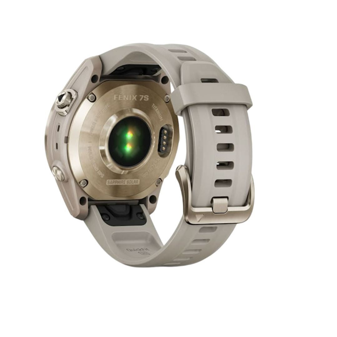 Garmin fenix 7S Sapphire Solar, Cream Gold Ti w/ Light Sand Band