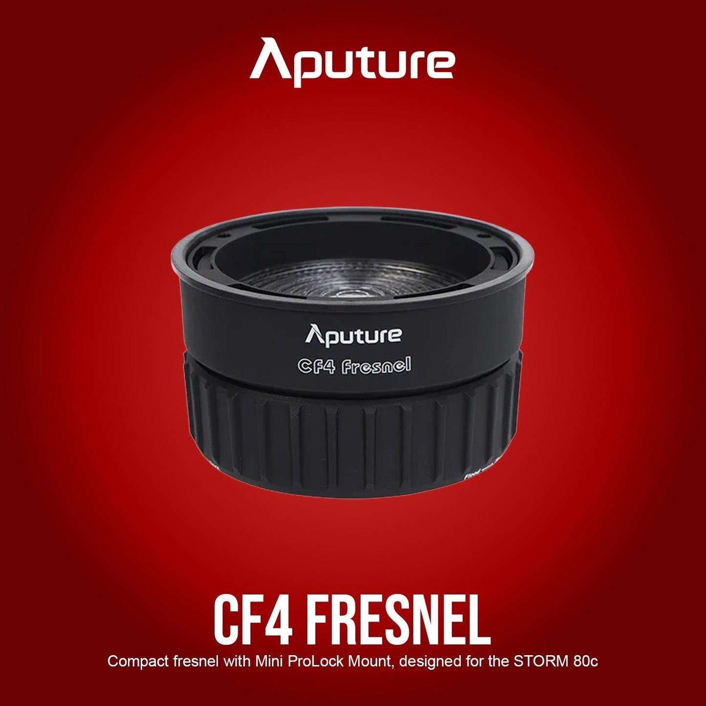 Aputure CF4 Fresnel for Storm 80c Fixture with 4-Inch Diameter Lens (Black) and CF4 Barn Door Bundle