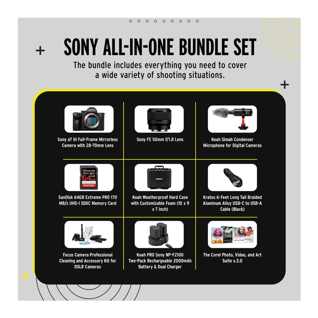 Sony a7 III Full Frame Mirrorless Camera with 28-70mm and FE 50mm f/1.8 Lens Kit