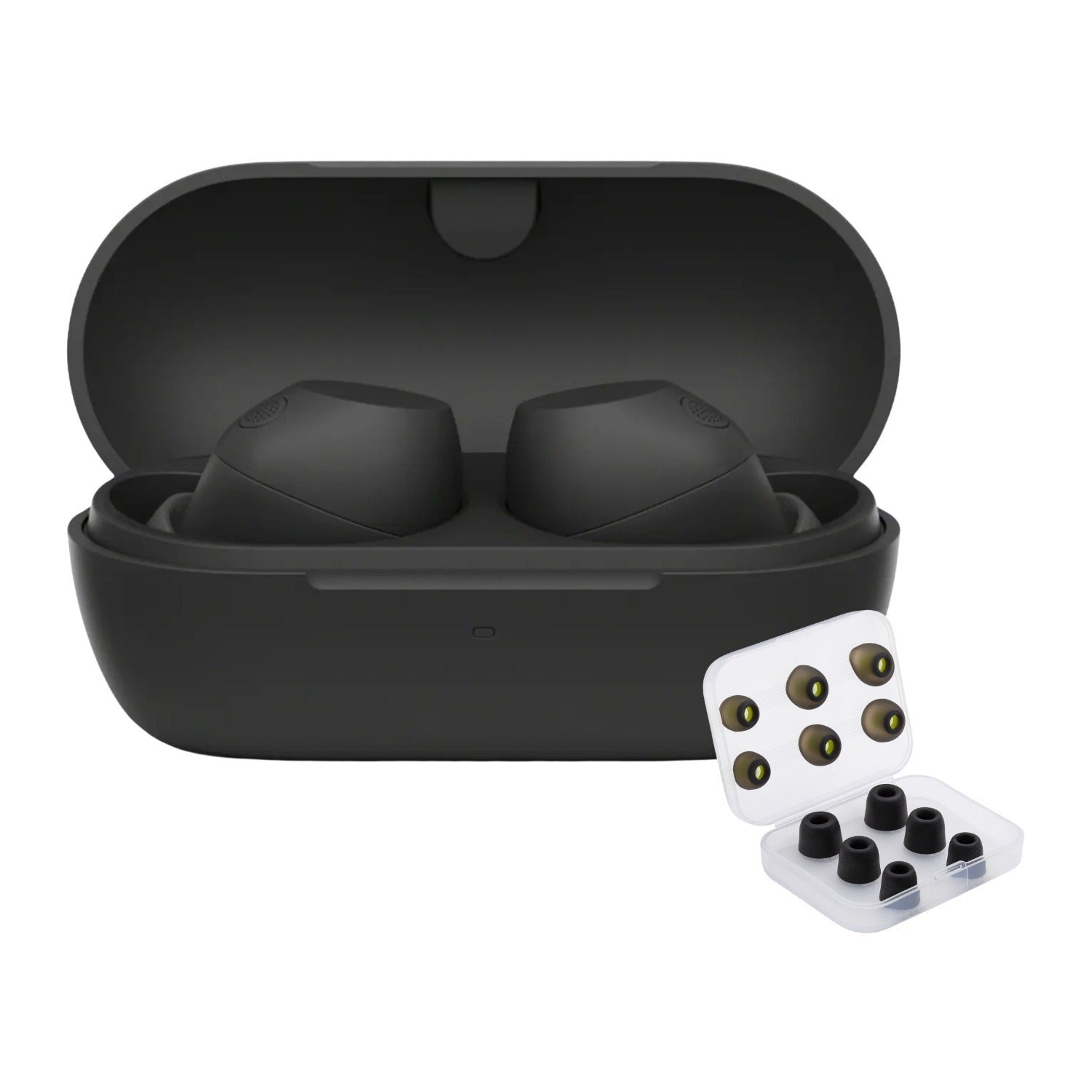 Sony Wireless Noise-Cancelling Earbuds (Black) Bundle with Ear Tips (2 Items)