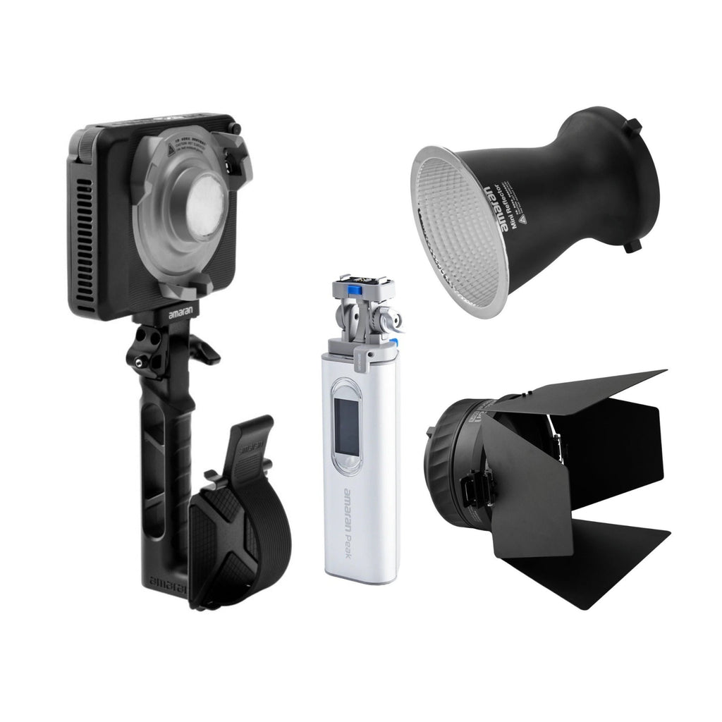 Amaran Ray 60c with Portable Battery, Fresnel Light Modifier, Reflector Bundle