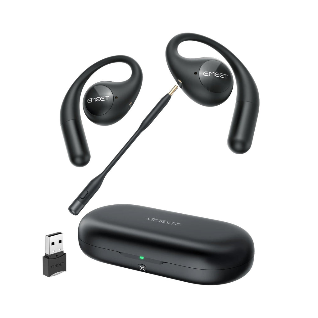 eMeet AirFlow Open-Ear Headphones with Detachable Mic Boom