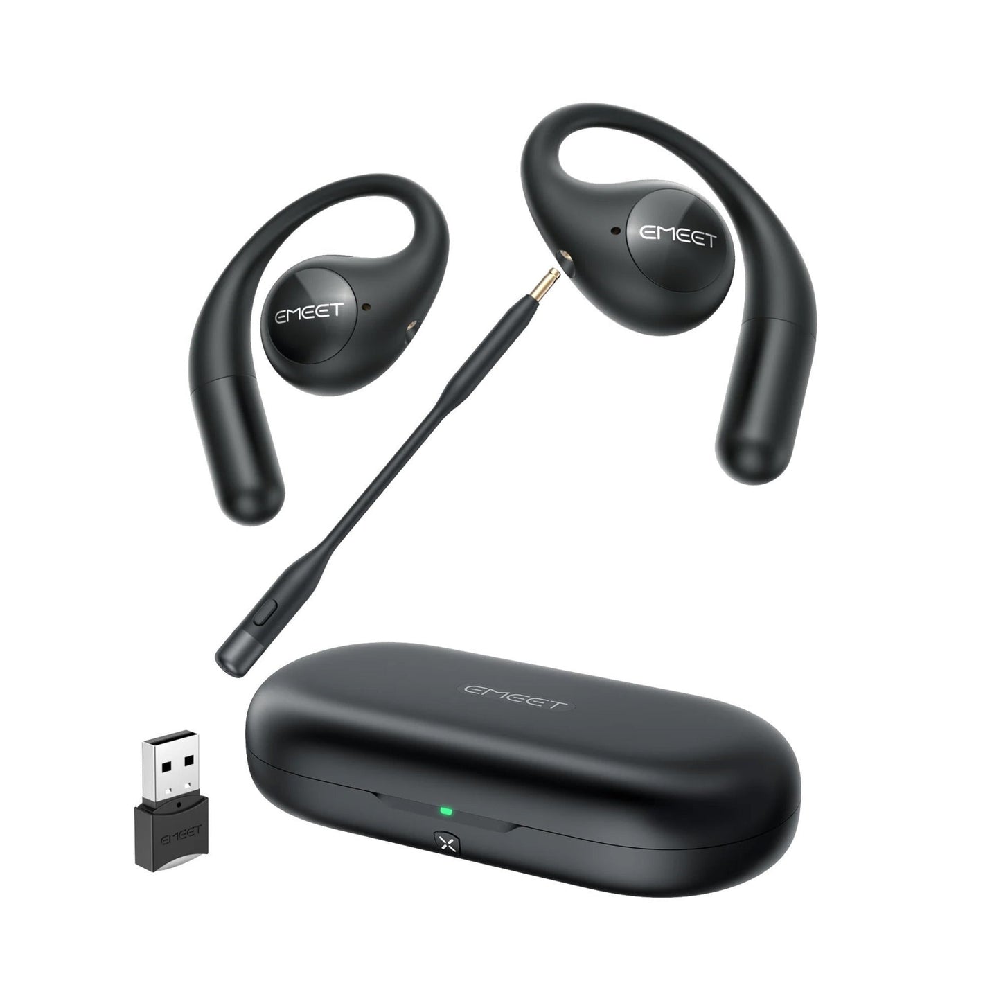 eMeet AirFlow Open-Ear Headphones with Detachable Mic Boom