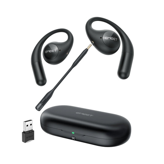 eMeet AirFlow Open-Ear Headphones with Detachable Mic Boom