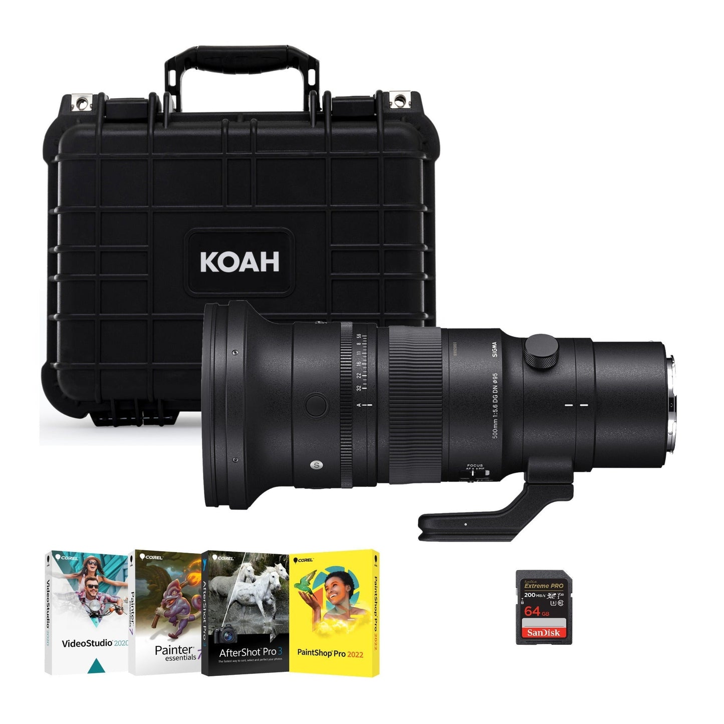 Sigma 500mm F5.6 DG DG OS Sports, L Mount With Corel Software, 65GB Memory Card and Hard Case