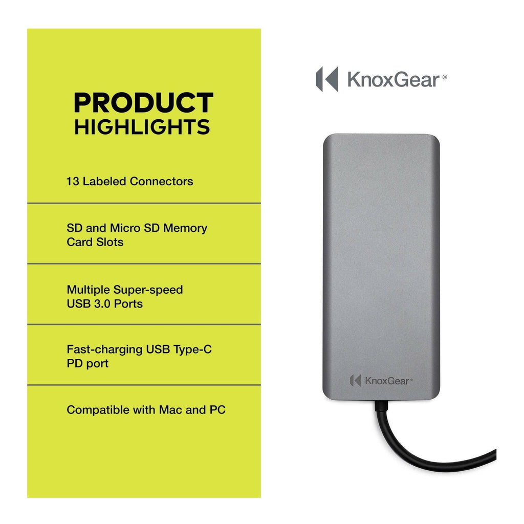 Knox Gear Kernel 13-in-1 USB-C PD Multiple Display Charging Port Hub