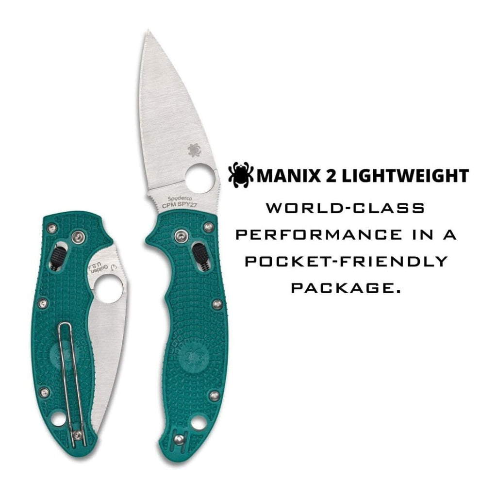 Spyderco Manix 2 3.37-Inch CPM SPY27 Steel Blade PlainEdge Foldable Knife (Blue)