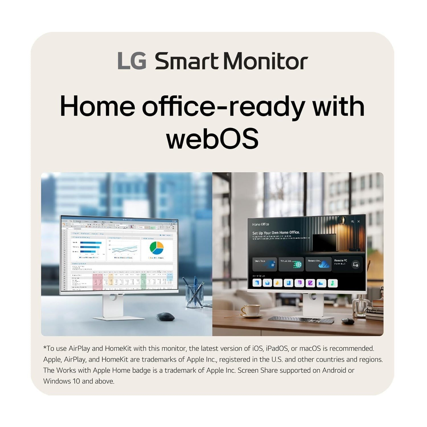 LG 37 Inch 4K UHD Smart Monitor IPS webOS AirPlay 2 Built-In Speaker (White)