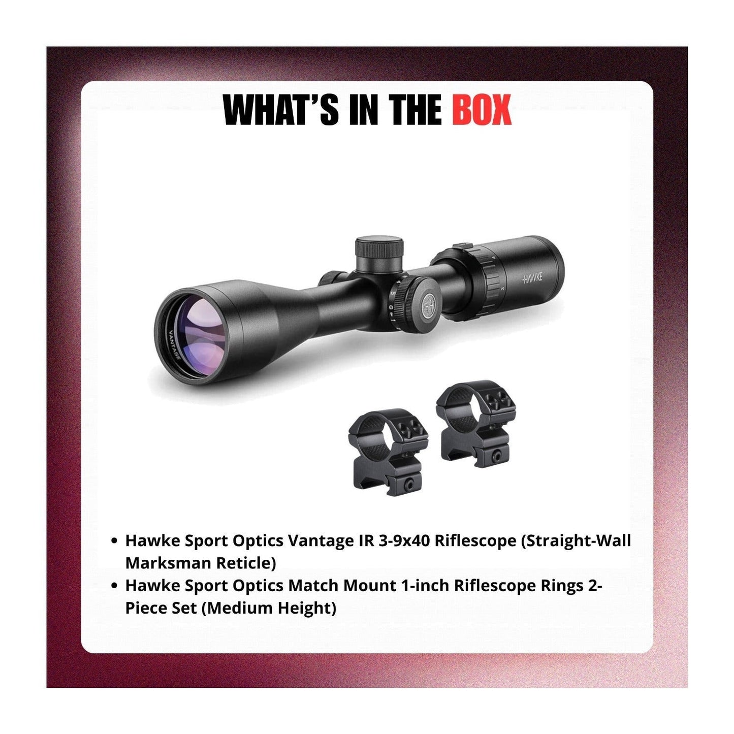 Hawke Sport Optics Vantage IR 3-9x40 Riflescope with Rings Bundle