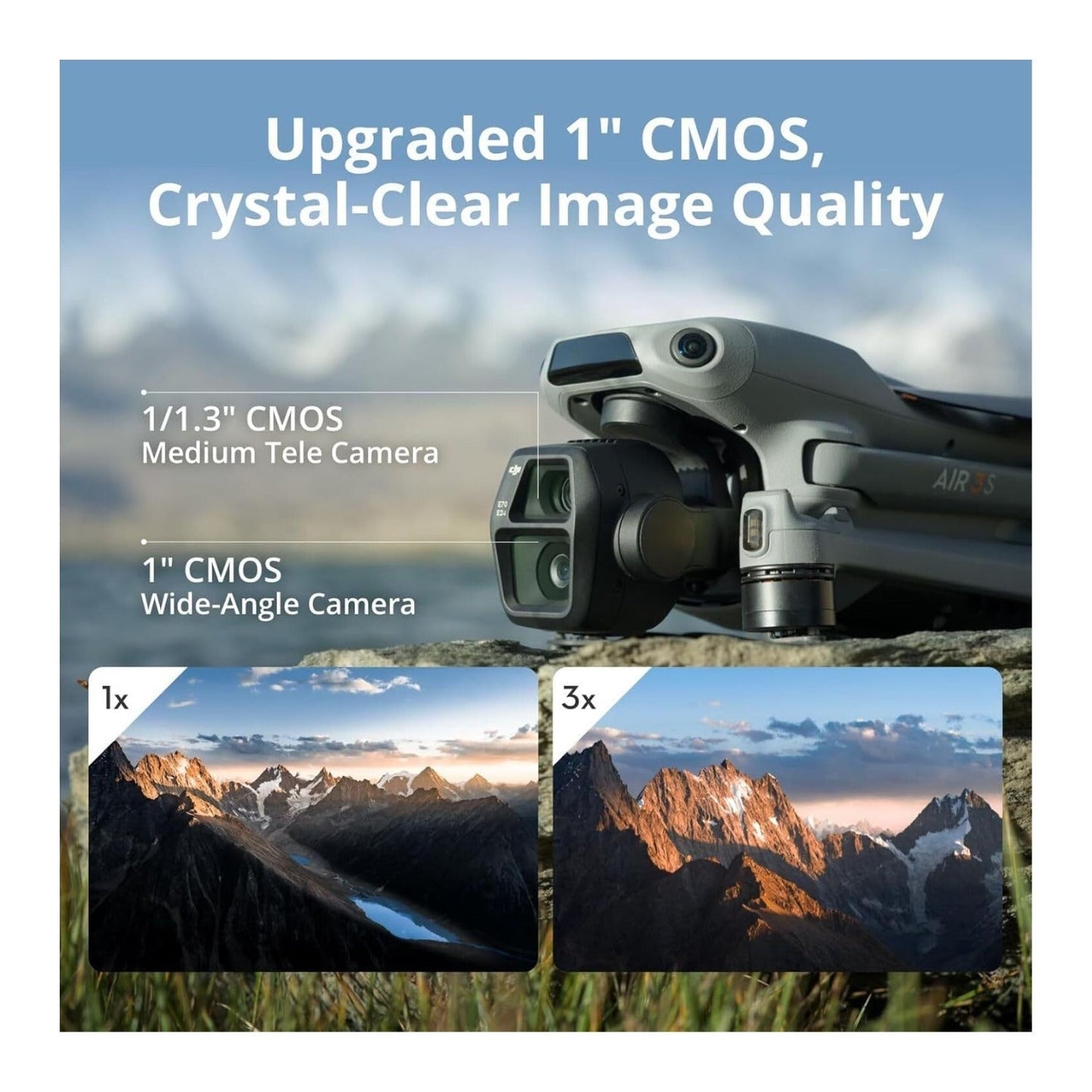 DJI Air 3S Dual Camera Drone Fly More Combo with 128GB microSDXC UHS I Class 10 A2 V30 Memory Card