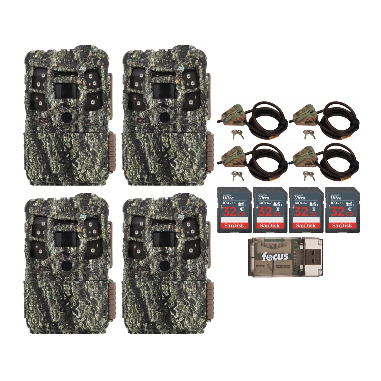 Browning Defender Pro Scout MAX Trail Camera (4-Pack) with Locking Cable Bundle
