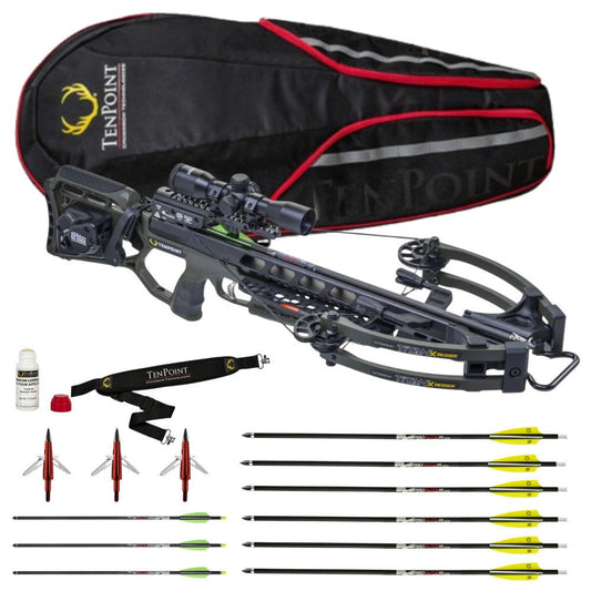 TenPoint Titan X Decock 400 FPS Forward Draw Crossbow (Moss Green) Bundle with Accessories