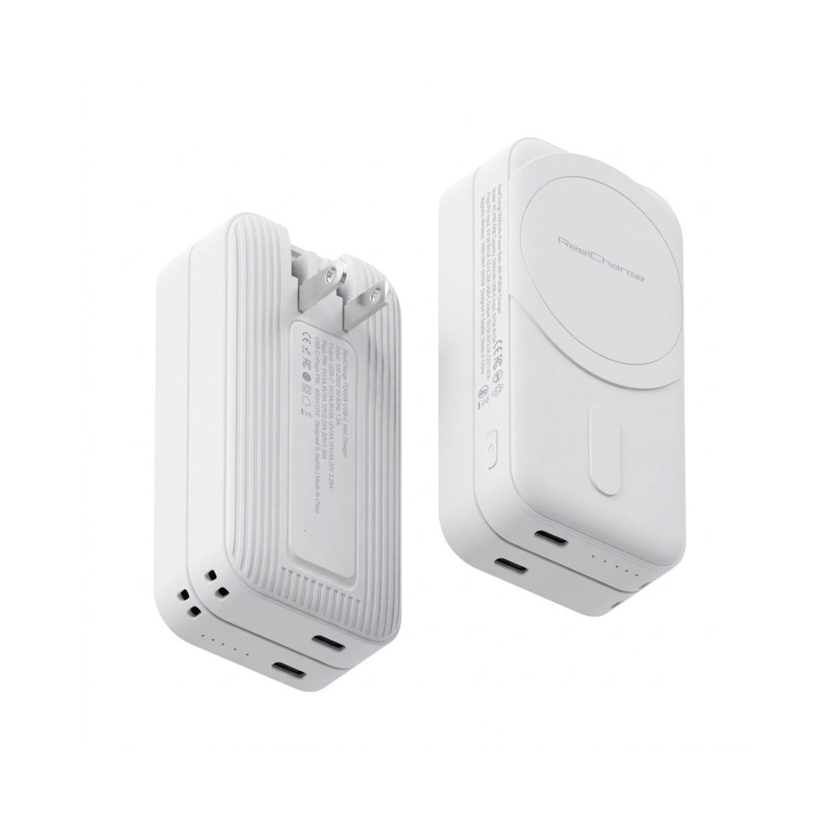 ReelCharge 5,000 mAh 65W Power Bank Fusion 5K (White)